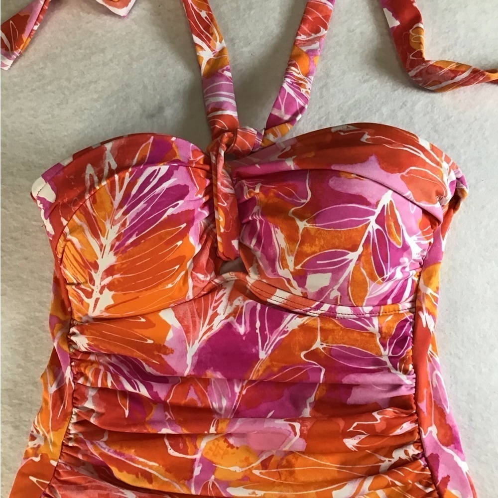 Polo Ralph Lauren Orange and Pink One Piece Swimsuit - Picture 4 of 6